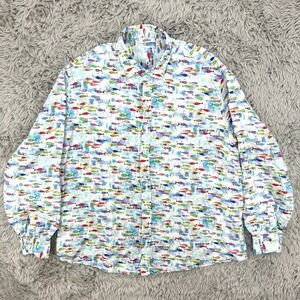 idillio Positano Shirt Men's XXL Fish‎ AOP 100% Linen Long Sleeve Made In Italy